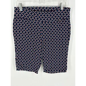 Rafaella Comfort Women's Shorts Size‎ 8 Navy Blue White Red Geometric *
